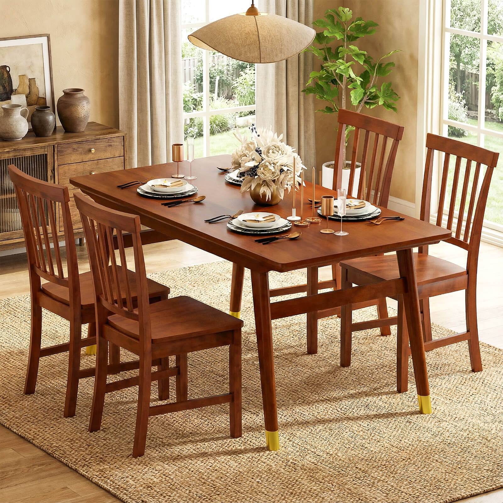 Alt View 3. Costway - Costway Set of 2 Dining Chair Kitchen Spindle Back Side Chair with Solid Wooden Legs - Walnut.