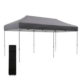 Outsunny - 10' x 20' Pop Up Canopy Tent, Instant Sun Shelter with 3-Level Adjustable Height - Gray