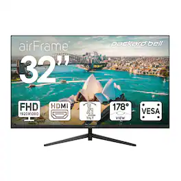 Packard Bell - 32" FHD Monitor – HDMI/VGA, 75Hz, Tilt, VESA Mount - Black