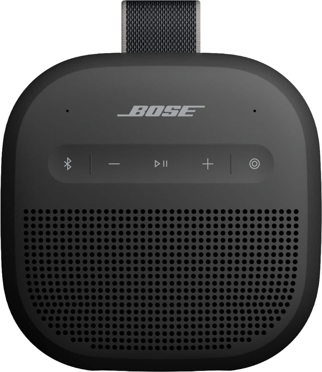 BOSE
- Bluetooth symbol
- Play/Pause button
- Previous track button
- Next track button
- Volume down button
- Volume up button
- Power button