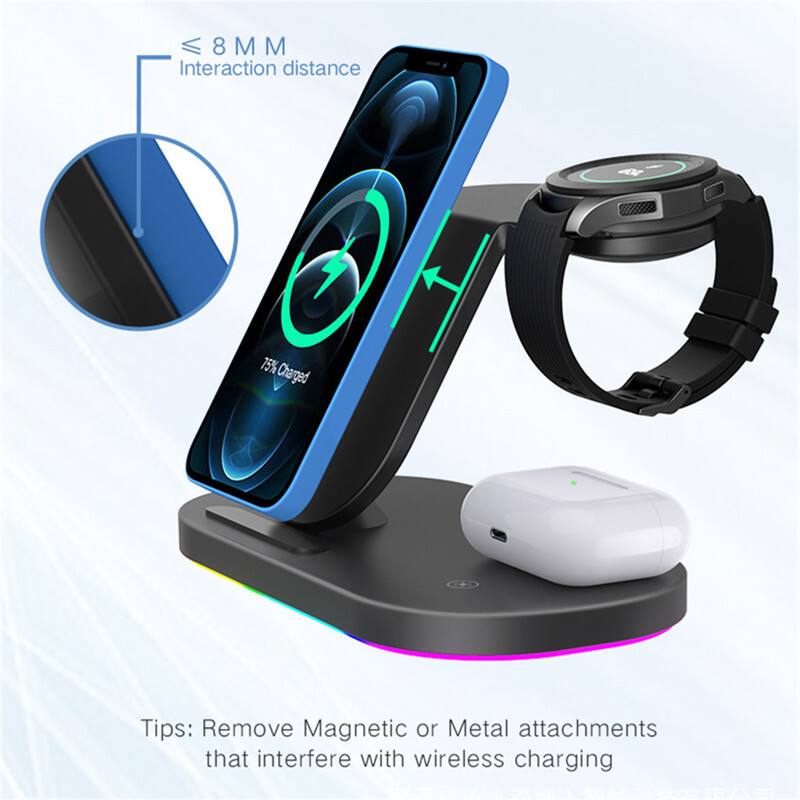 ≤ 8 M  
Interaction distance  

75% Charged  

Tips: Remove Magnetic or Metal attachments that interfere with wireless charging
