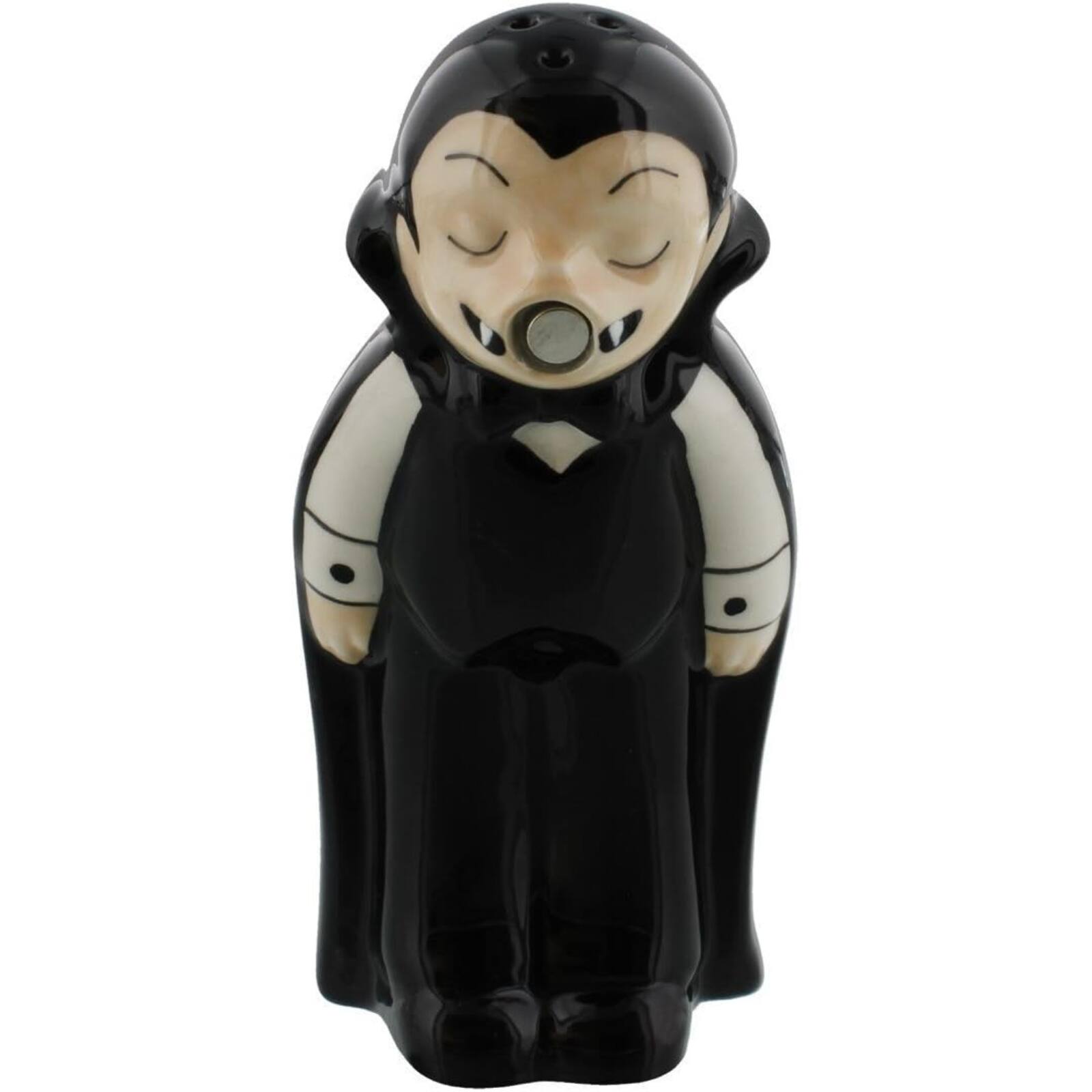 Angle. Pacific Trading - 2-Piece Vampire Love at First Bite Set of Kissing Salt and Pepper Shakers, 4-Inch, Black - Black.