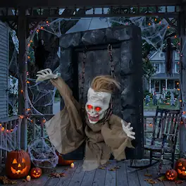 WELLFOR - Animated Hanging Zombie Prisoner Halloween Decoration with Sound Activated Effects - Multicolor
