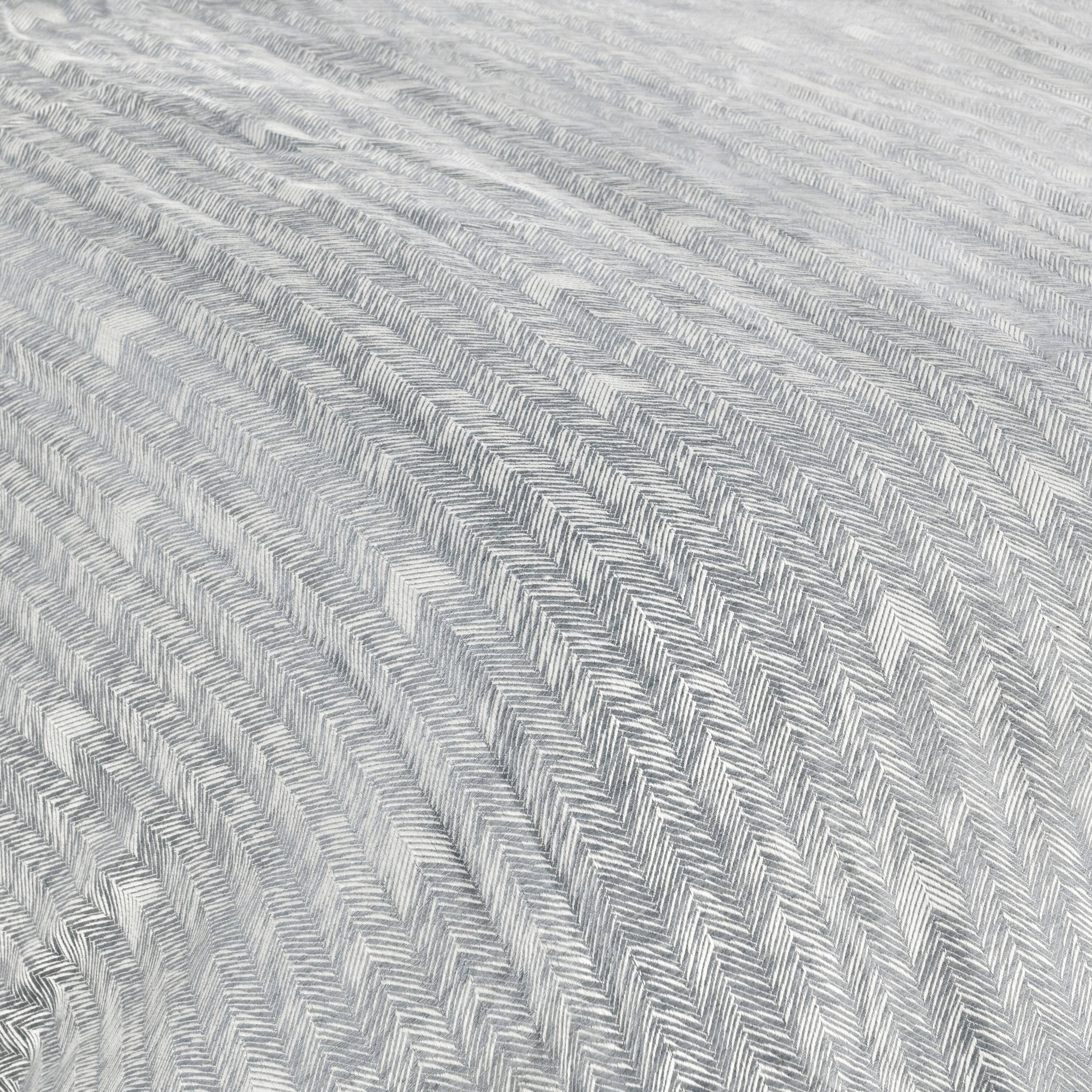 Angle. Manhattan Lane - Zima King Size Duvet Cover, Embroidered Herringbone Pattern,  Cotton - Gray.