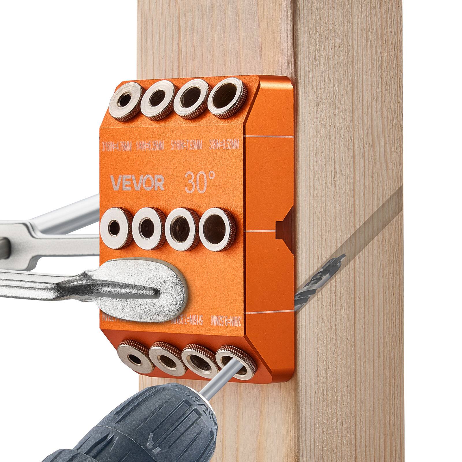 VEVOR - Drill Guide, 30/ 45/ 90 Degree Angle 4 Sizes Portable Precision Drilling Guide Jig, for Drilling Angled - Orange