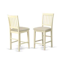 East West Furniture - Vernon Counter Height Stools with Cushion Seat - Finish - Buttermilk & Cherry