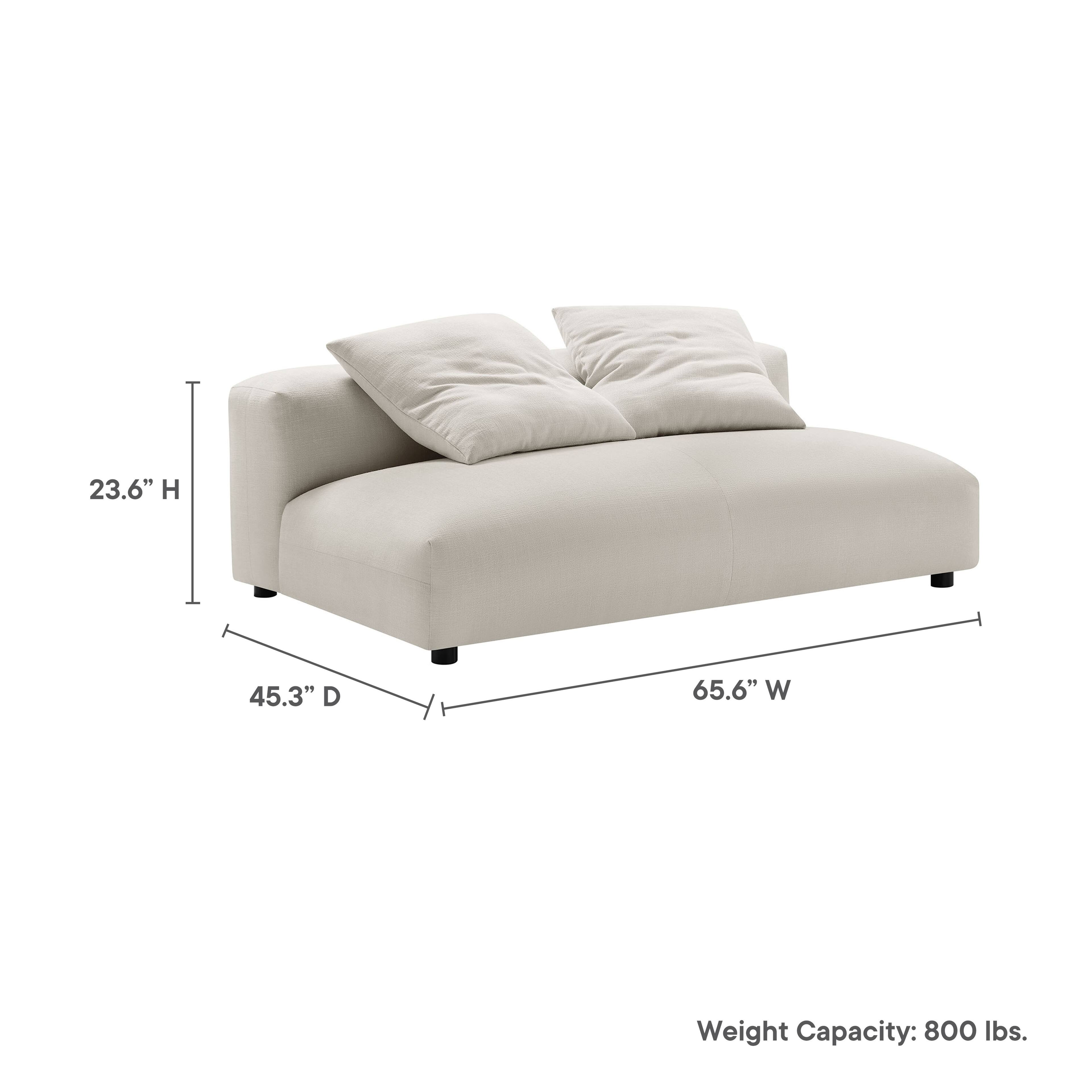23.6" H 45.3" D 65.6" W  
Weight Capacity: 800 lbs.