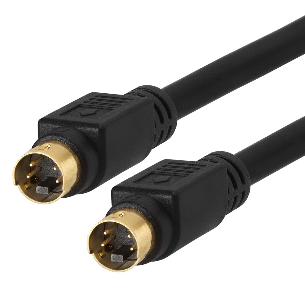 Left. Cmple.com - Cmple - S Video Cable 25 ft SVHS 4-PIN Video Cable Mini Din S-Video Cord for Camcorder, DSS Receiver - Black.