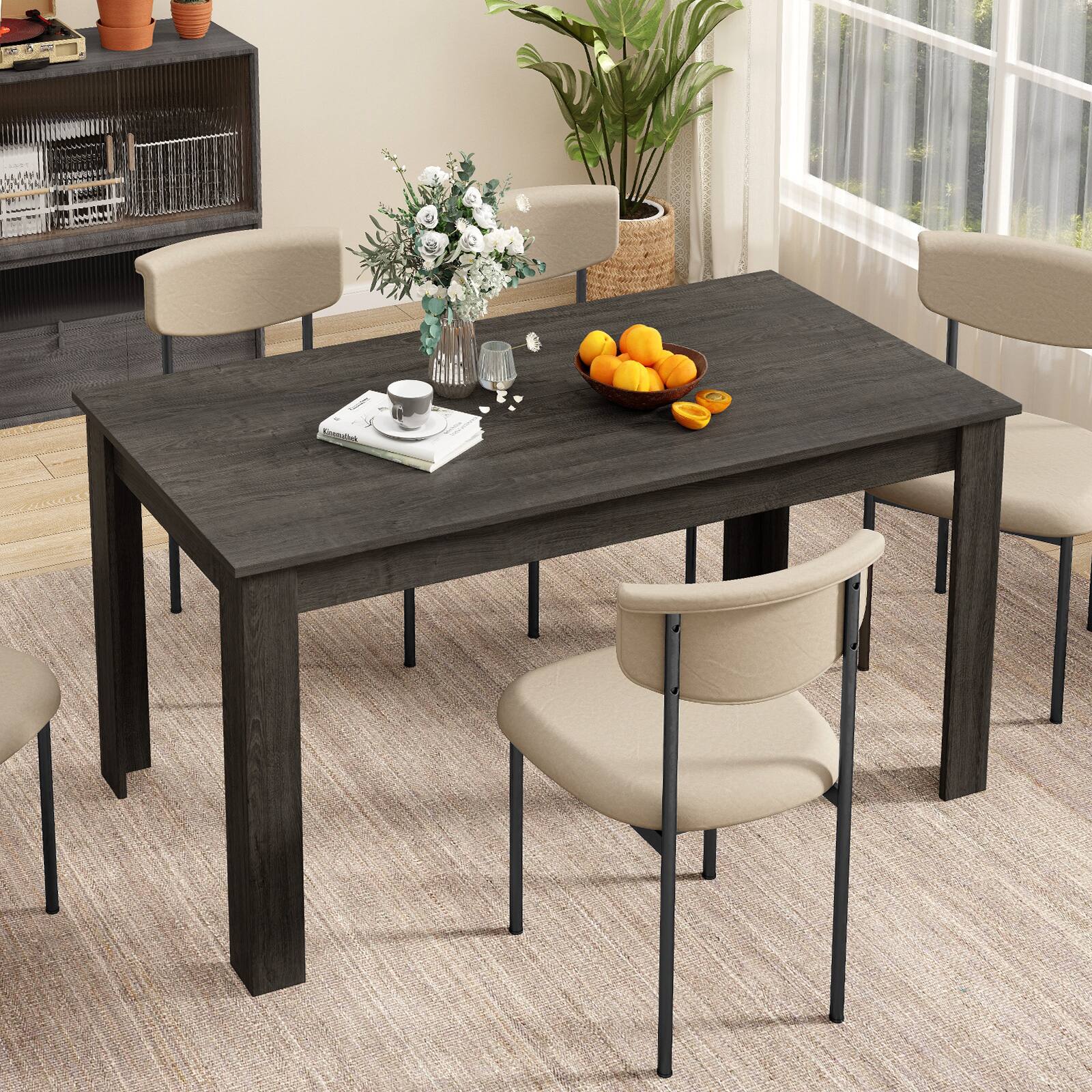 Alt View 1. Ecooso - 63 Inch Modern Rectangular Dining Table, Spacious Dining Desk for Kitchen or Family Dining Room - Gray.