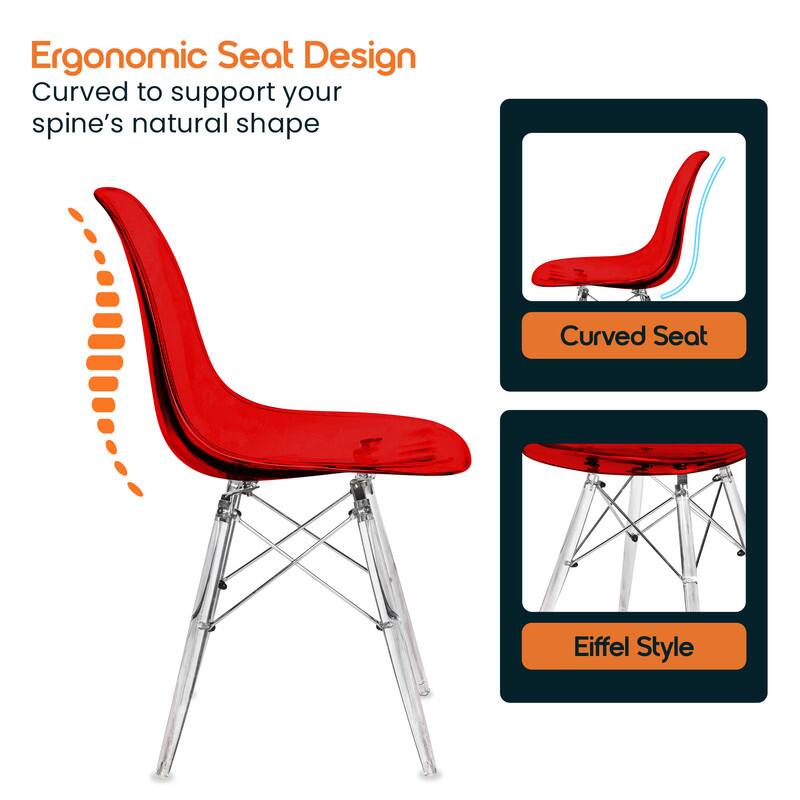 Ergonomic Seat Design  
Curved to support your spine's natural shape  

Curved Seat  
Eiffel Style