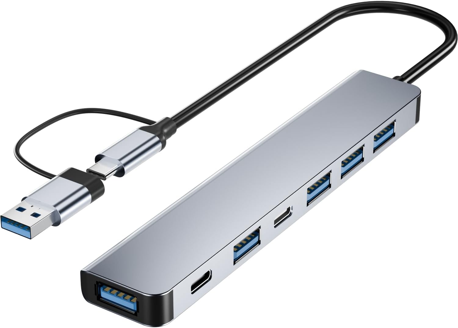 Front. Core Tech - Core Tech 7-in-1 USB-C Hub – Aluminum USB-C to USB Hub with USB 3.0 & USB 2.0 Ports – Compatible with PC, Laptop, MacBoo.