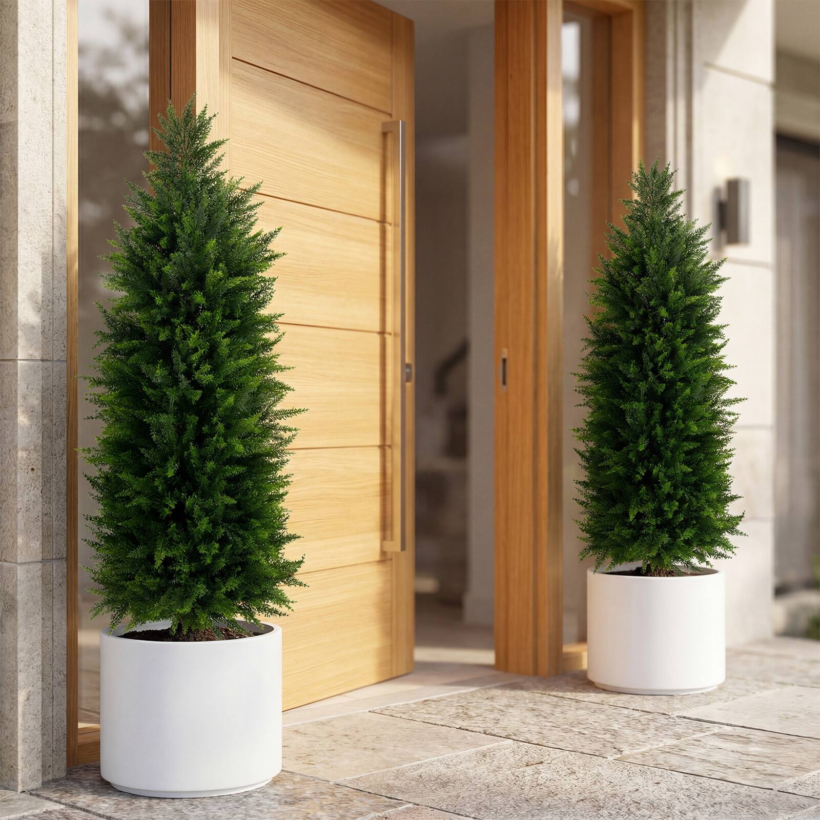Alt View 1. Gymax - Gymax 4 FT Artificial Topiary Tree Set of 2 Realistic Evergreen Fake Plants for Porch - Green.