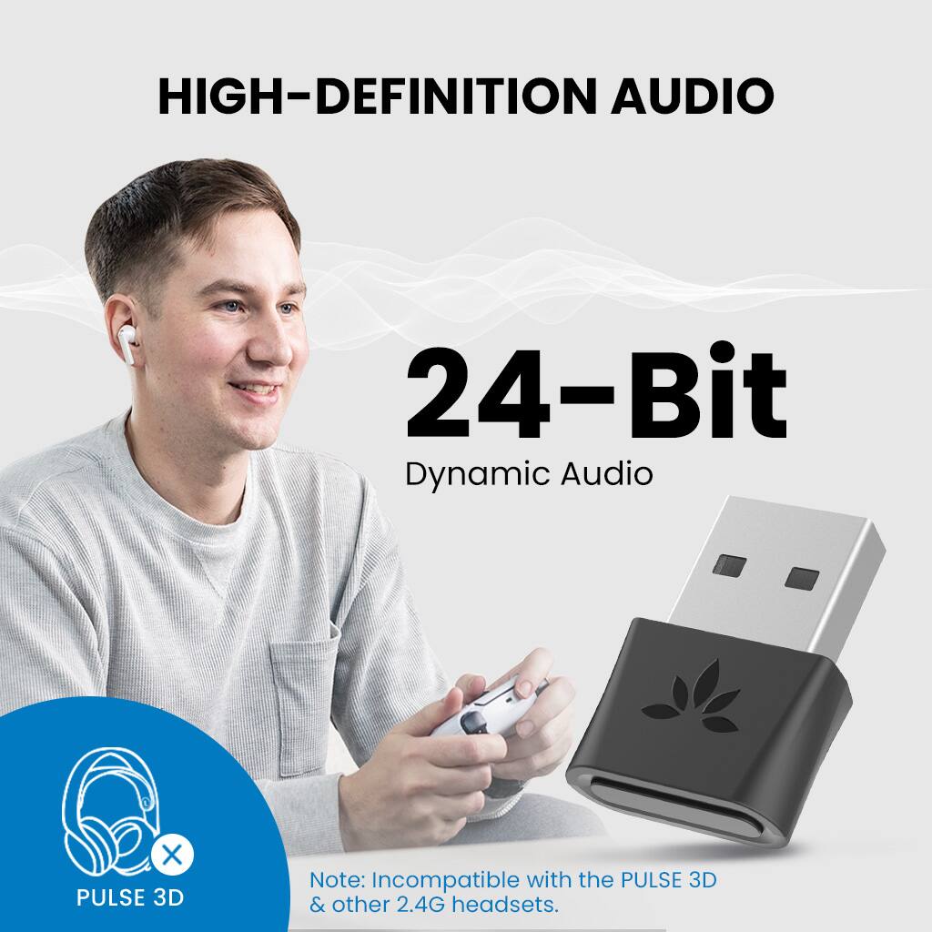 HIGH-DEFINITION AUDIO  
24-Bit Dynamic Audio  

Note: Incompatible with the PULSE 3D & other 2.4G headsets.