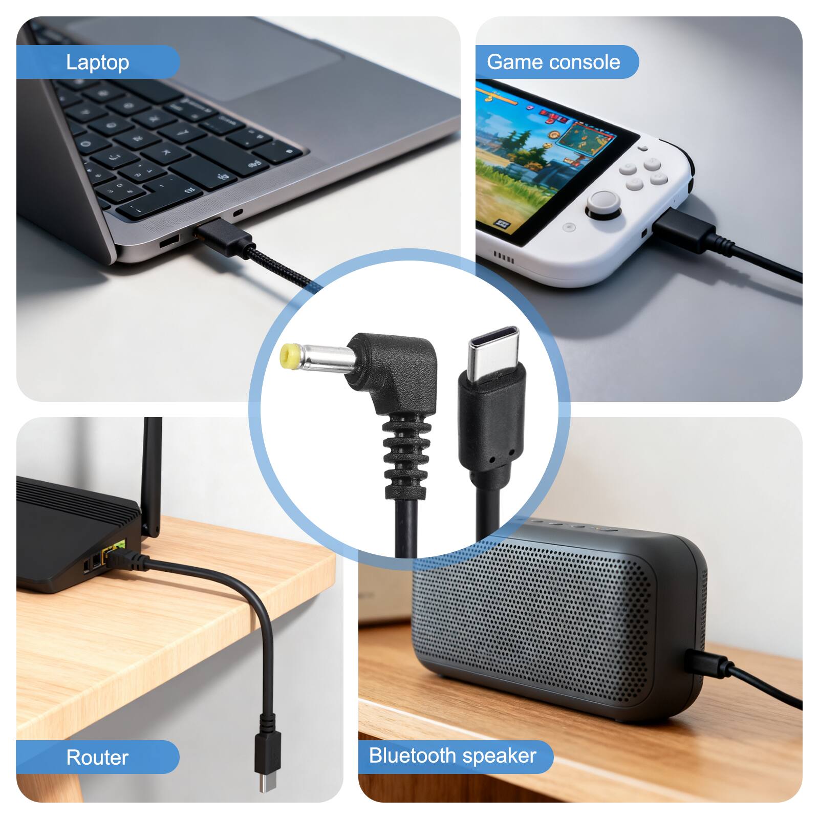 Laptop  
Game console  
Router  
Bluetooth speaker