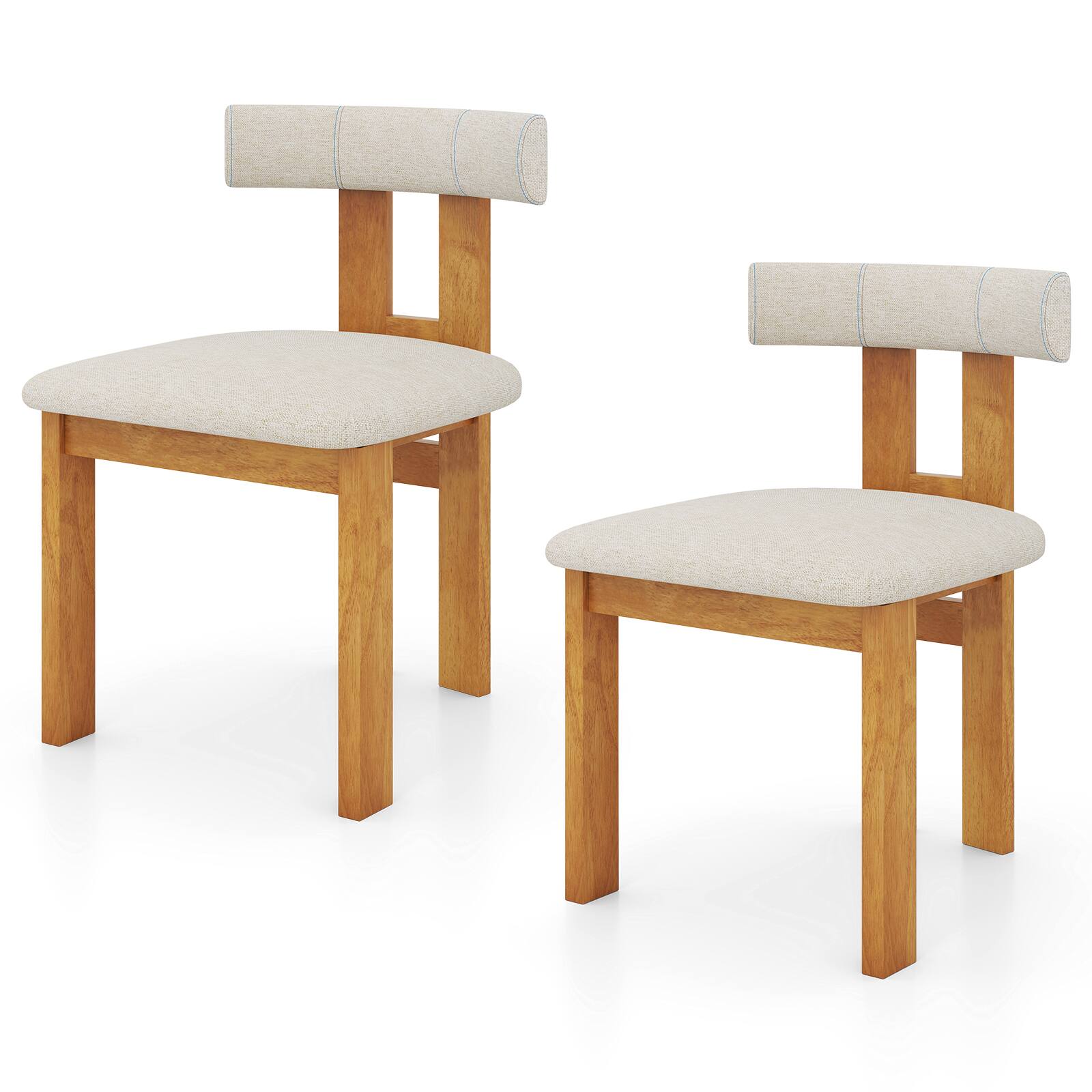 Alt View 8. Gymax - Gymax Dining Chair Set of 4 Upholstered Kitchen Chair w/ Padded Seat & Curved Backrest - Natural, Beige.