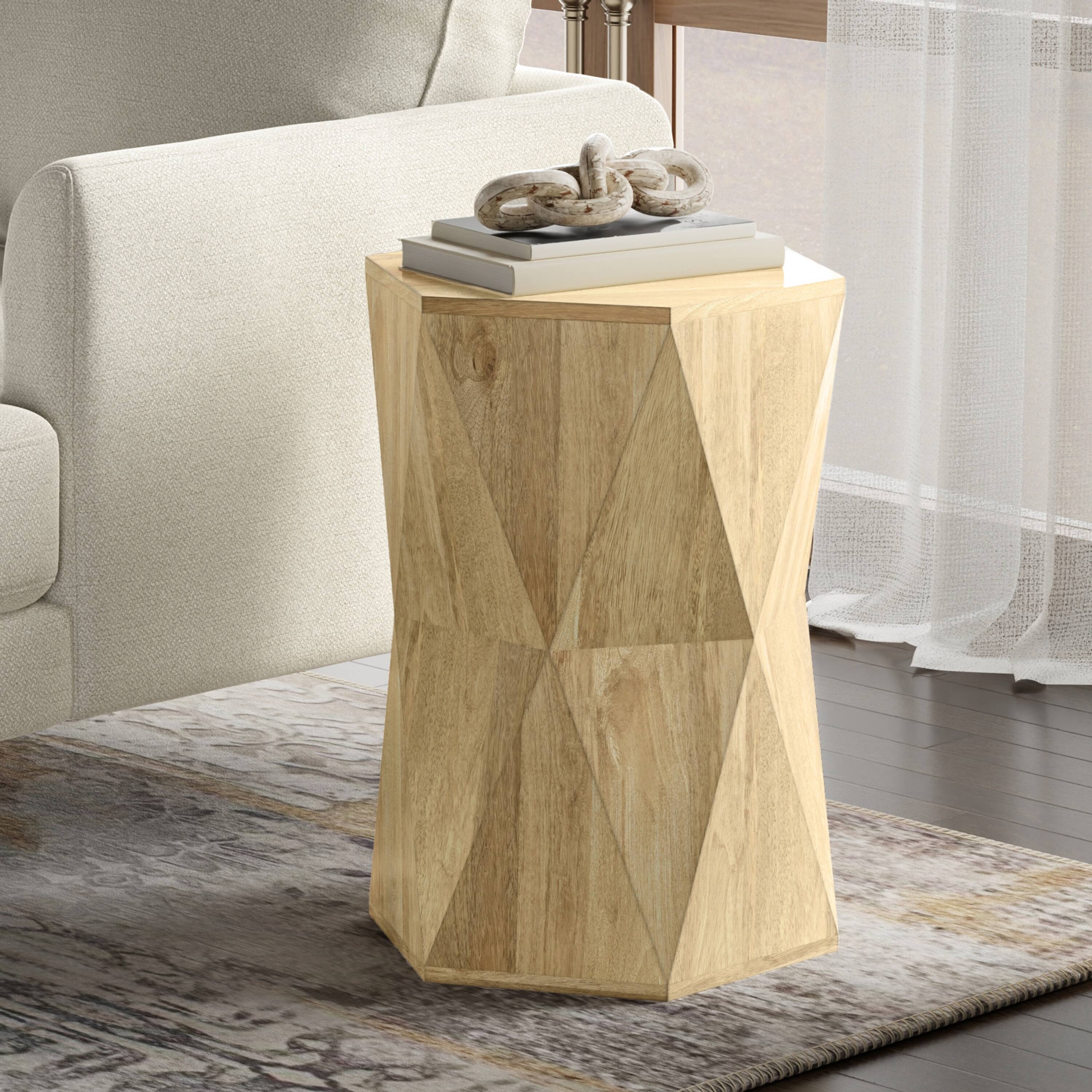 Angle. Simpli Home - Mckinley 16 inch Wide Solid Wood Contemporary End Table in Natural, Assembled - Natural.