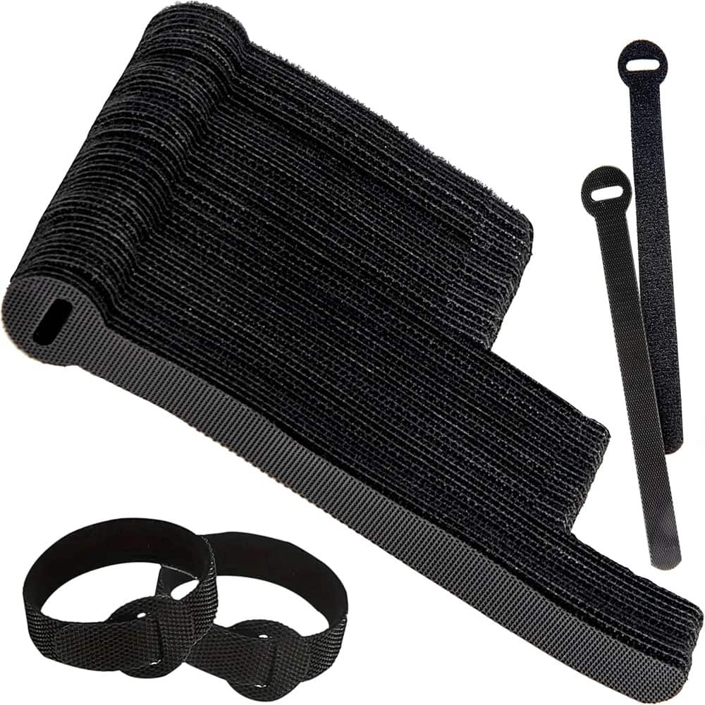 THIRSTY TURTLE - 120-Pack Cord Wraps – Reusable Cable Ties for Charging Cords, Black