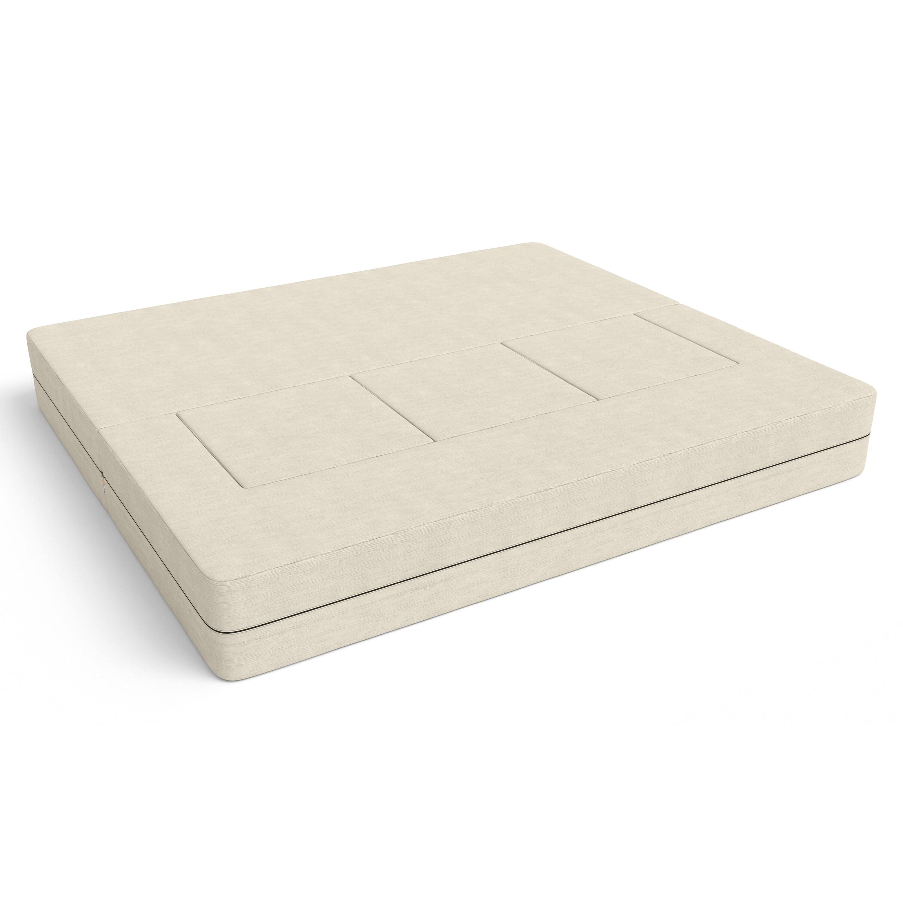 Angle. Jaxx - Jaxx Zipline Convertible Sleeper Sofa & Three Ottomans/California King-Size Bed, Textured Microvelvet - Ivory - Ivory.