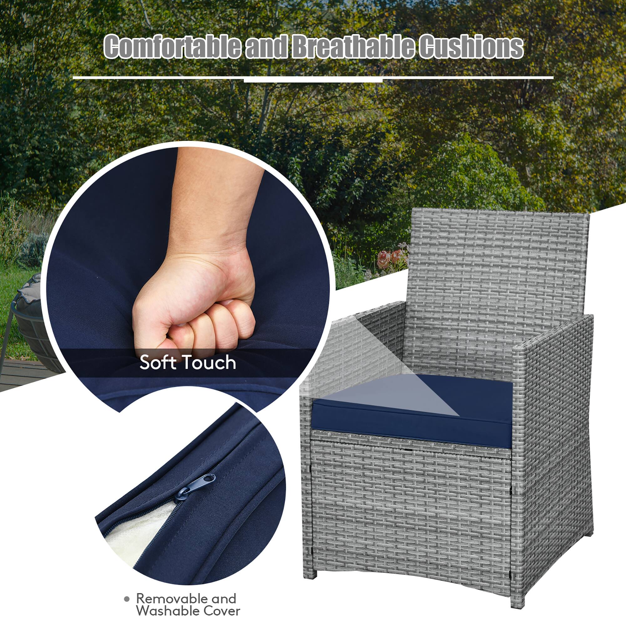 Comfortable and Breathable Cushions
Soft Touch
Removable and Washable Cover