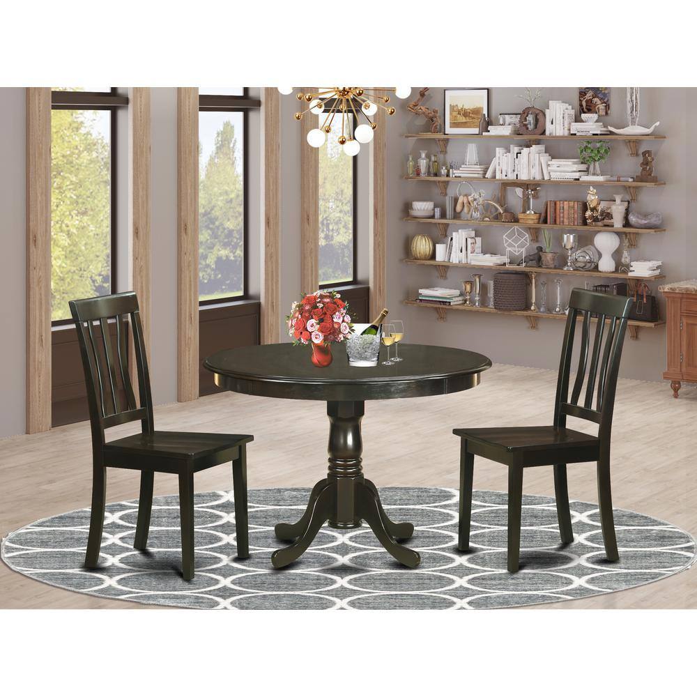 Back. East West Furniture - 3 PC small Kitchen Table set-small Kitchen Table set and 2 dinette Chairs. - Cappuccino.