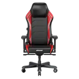 DXRacer - Master Series Gaming Chair – lines, Premium PU Leather with Built-In Lumbar Support & 4D Armrests - Black and Red