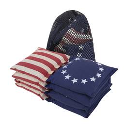 GSE Games & Sports Expert - Set of 8 Premium Weather Resistant Regulation Size and Weight Cornhole Bean Bags - Betsy Ross Flag