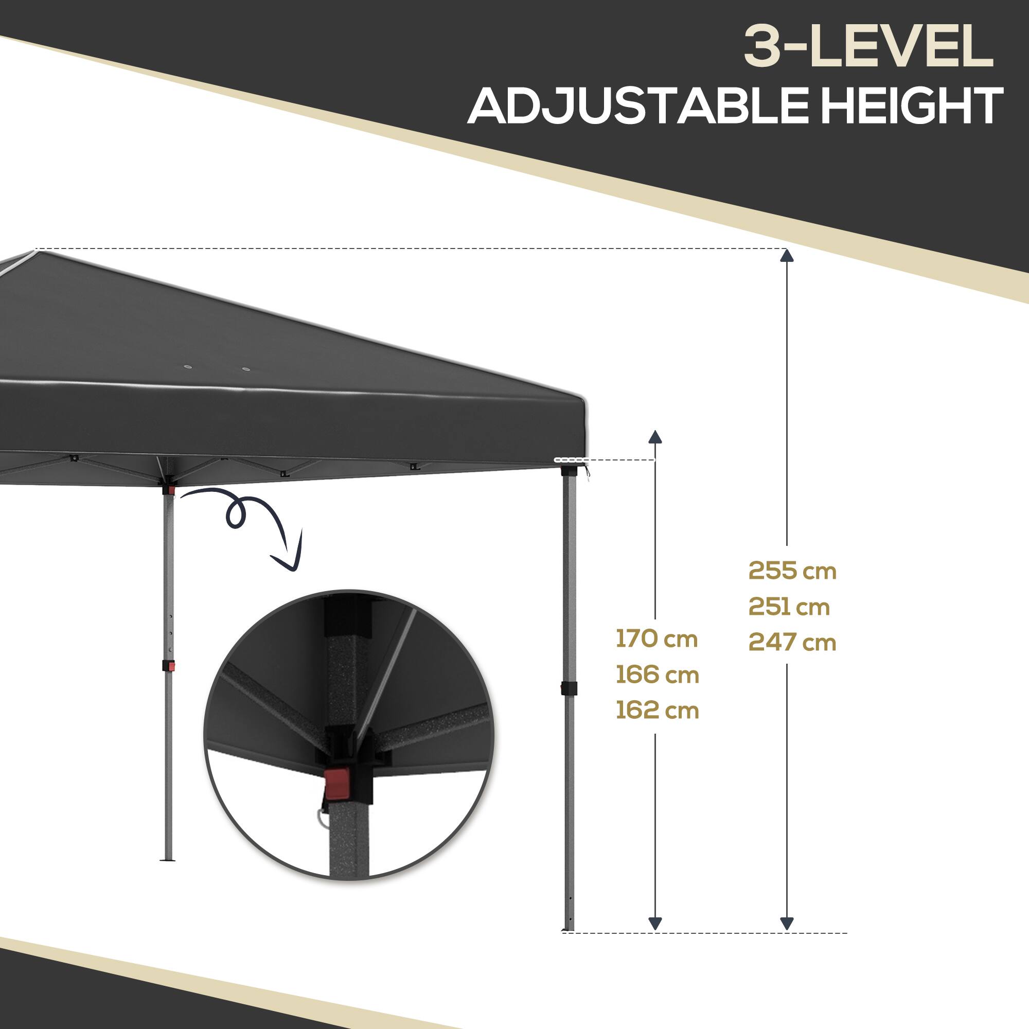 3-LEVEL ADJUSTABLE HEIGHT

162 cm
166 cm
170 cm
247 cm
251 cm
255 cm