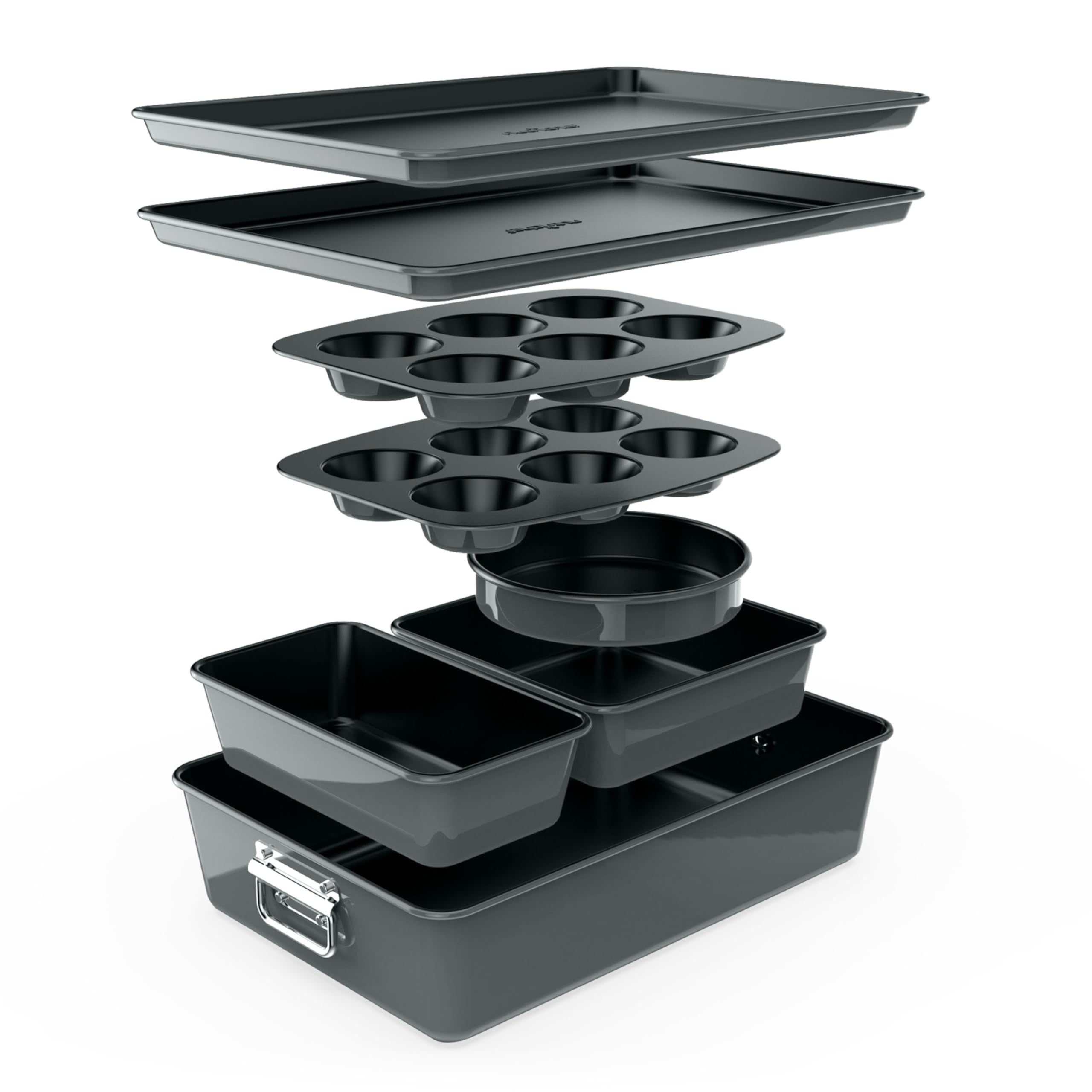 Front. NutriChef - NutriChef 8-Piece Nonstick Stackable Bakeware Set - None.