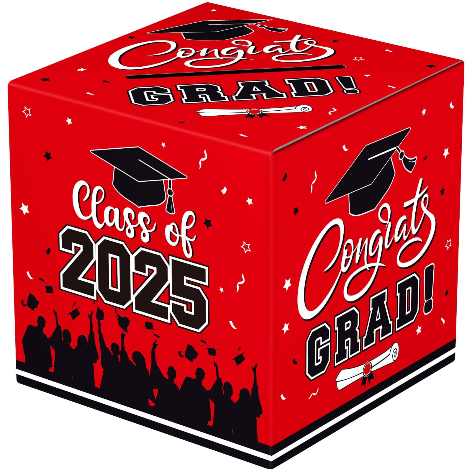 Paradigms Interiors - Graduation Card Box 2025 - Congrats Grad Boxes Holder Blue And Class Of Gift Cards For Party Decorations Fa - Red
