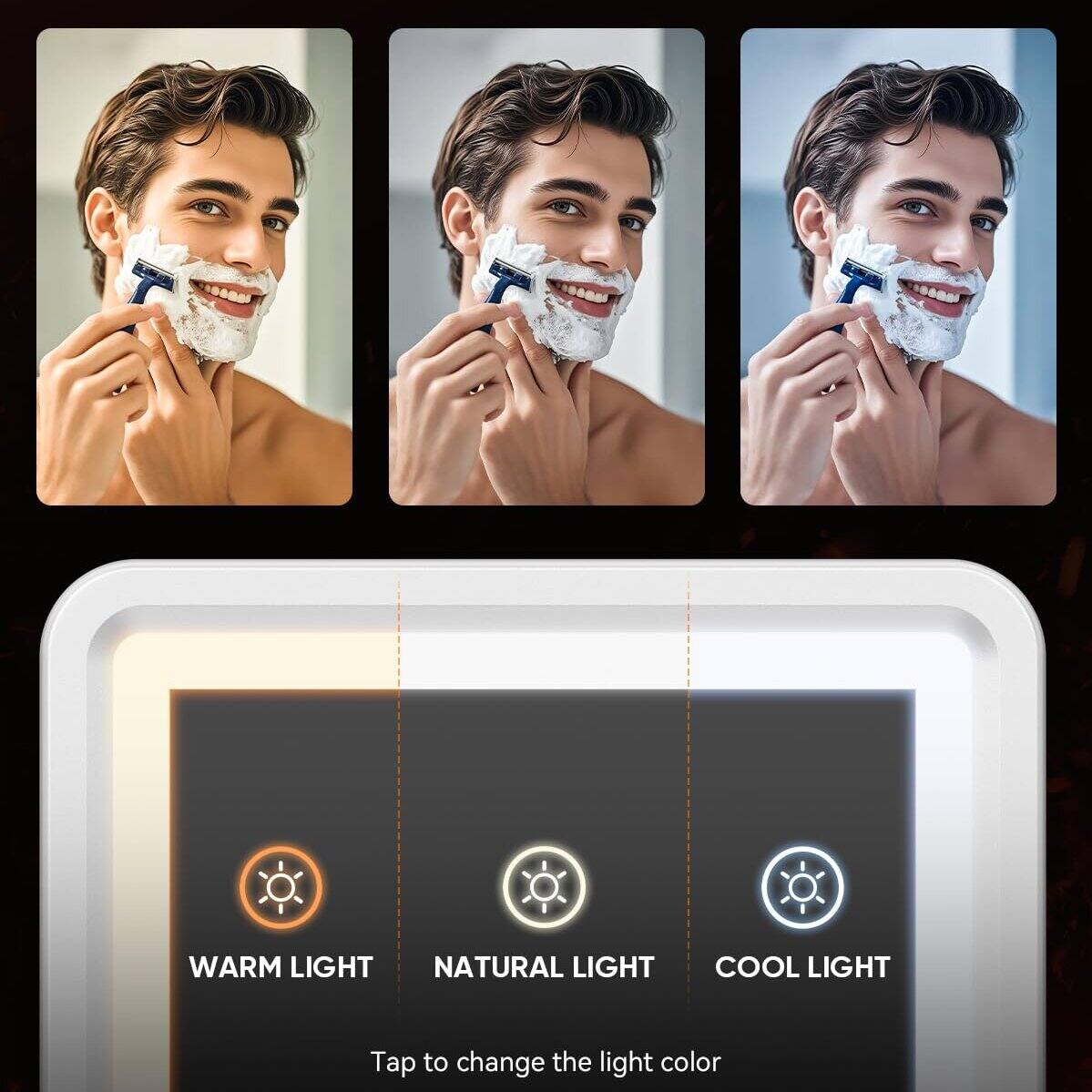 WARM LIGHT  
NATURAL LIGHT  
COOL LIGHT  

Tap to change the light color