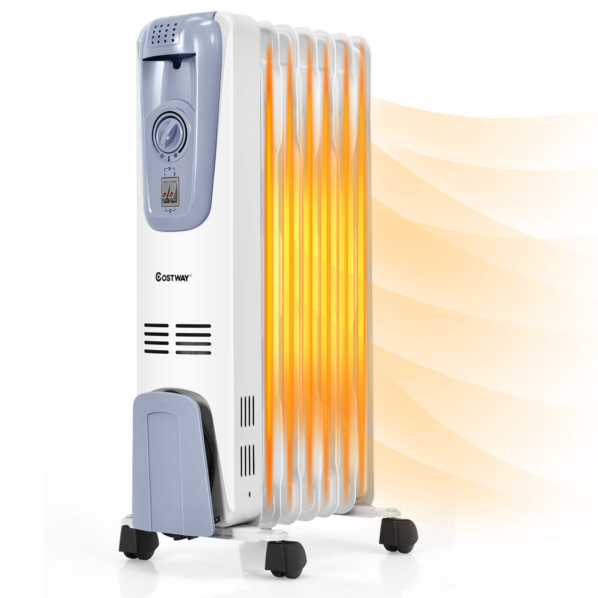 Front. Costway - Costway 1500W Electric Oil Filled Radiator Space Heater 7-Fin Thermostat Room Radiant - White.