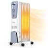 Front. Costway - Costway 1500W Electric Oil Filled Radiator Space Heater 7-Fin Thermostat Room Radiant - White.