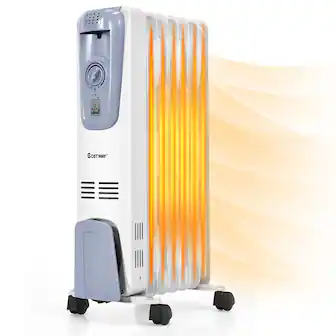Front. Costway - Costway 1500W Electric Oil Filled Radiator Space Heater 7-Fin Thermostat Room Radiant - White.