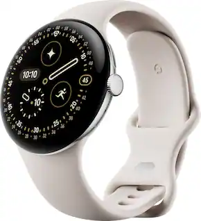 Google - Pixel Watch 4 (45mm) - LTE - Polished Silver Case - Porcelain Band - (2025)