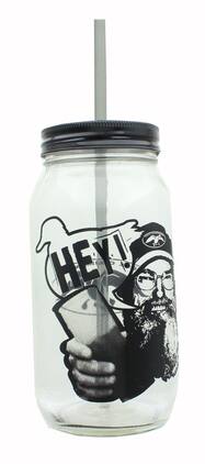 Just Funky - Duck Commander Hey Si Mason Jar w/ Straw - Clear