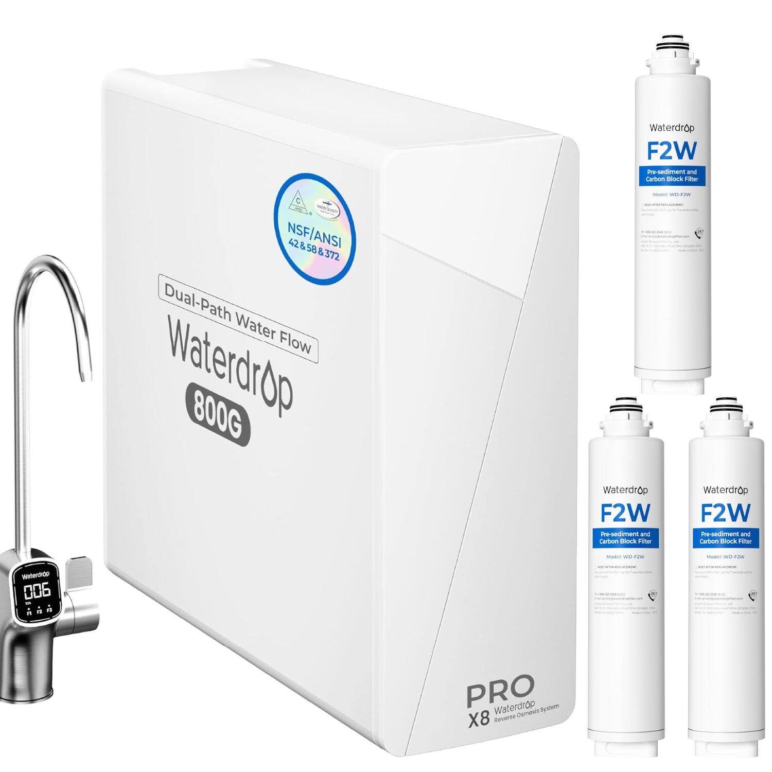 Waterdrop - X8-PRO Reverse Osmosis Water Filter Extra F2W-3 Filters - White price history on PriceWatchPro