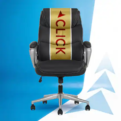 Front. Click365 - Ergonomic Executive Office Chair with Lumbar Support & Padded Arms Reclining Computer Desk Chair with Adjustable Height - Black.