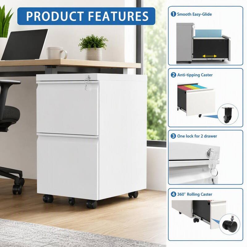 PRODUCT FEATURES
1. Smooth Easy-Glide
2. Anti-tipping Caster
3. One lock for 2 drawer
4. 360° Rolling Caster