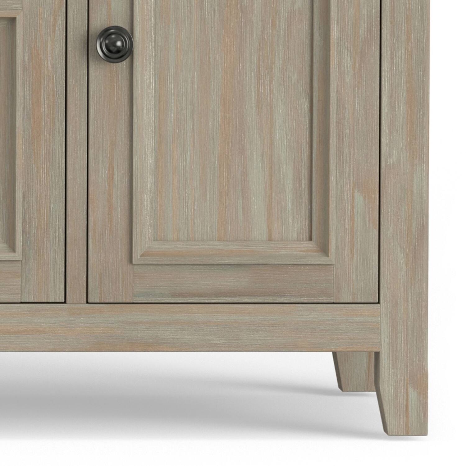 Alt View 5. Simpli Home - Amherst 72 inch Wide Solid Wood Transitional TV Stand in Distressed Grey - Distressed Grey.