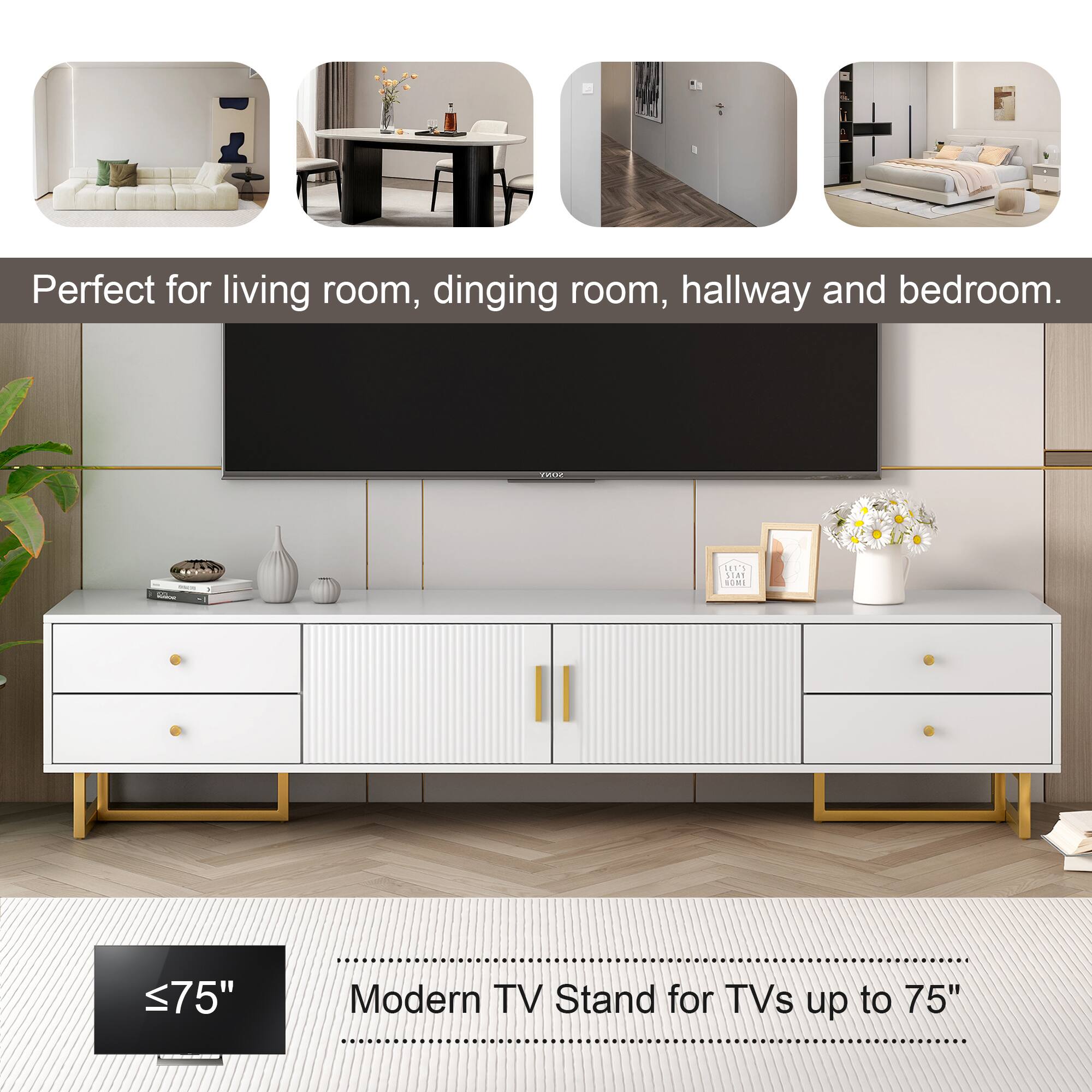 Perfect for living room, dining room, hallway and bedroom.

Modern TV Stand for TVs up to 75"