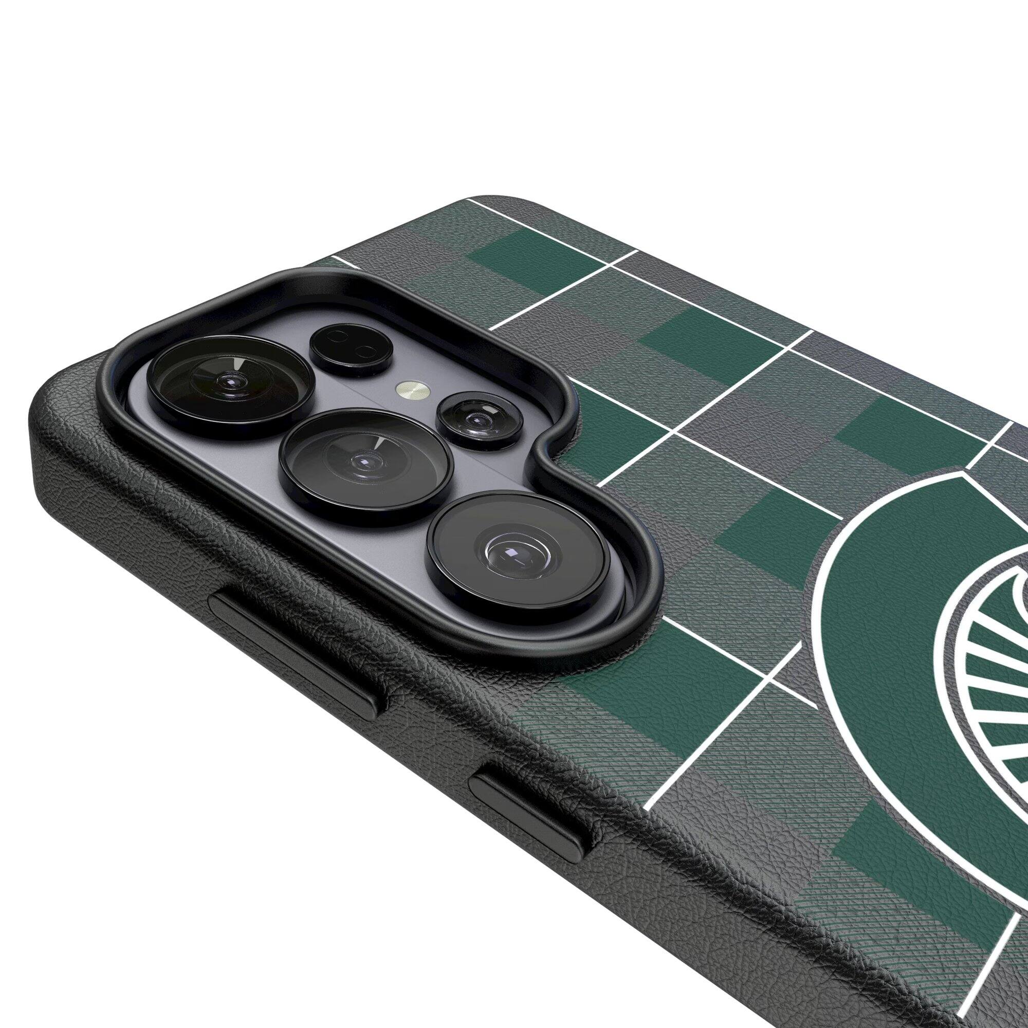 Alt View 2. Keyscaper - Michigan State Spartans Plaid Galaxy Magnetic Bump Case - S25 - Black.