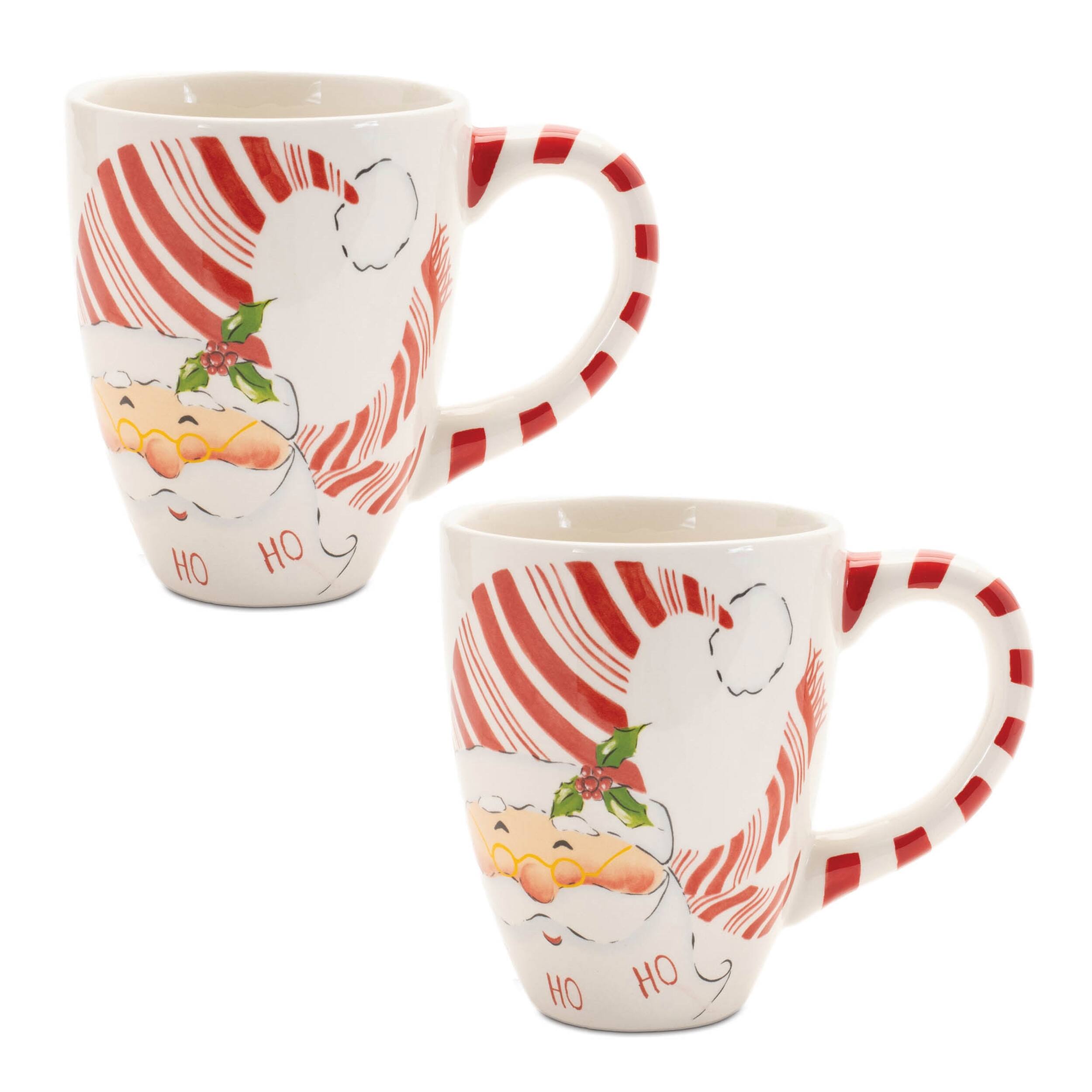 Back. BreeBe - Santa Coffee Mug (Set of 2) - White, Red.