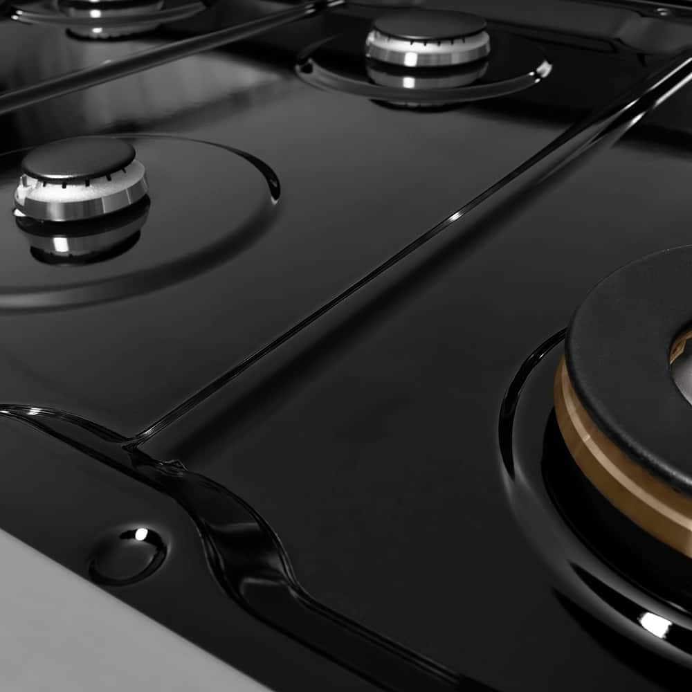Alt View 3. ZLINE - ZLINE 48 in. Classic Gas Rangetop with 8 Burners and Porcelain Cooktop in Stainless Steel - Black.