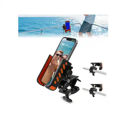 Front. HM 1810 - Boat Phone Holder- Accessories Holder For Round And Square Balustrades Ip67 Waterproof | 360° Adjustable - Default.