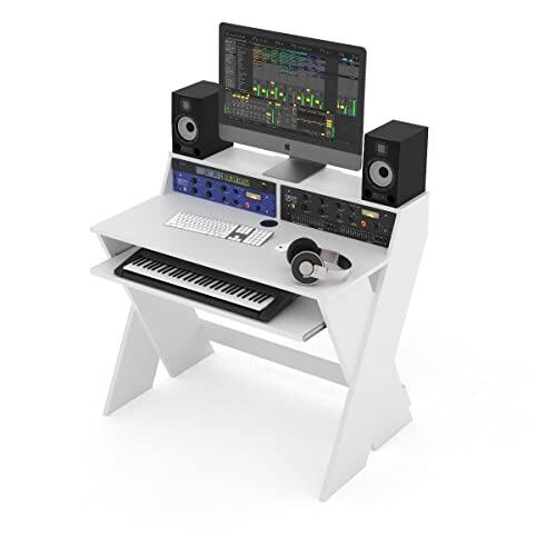 Alt View 4. Glorious - Glorious Sound Desk Compact Professional Studio Workstation with Pull-out Keyboard Compartment (White) - "NA".