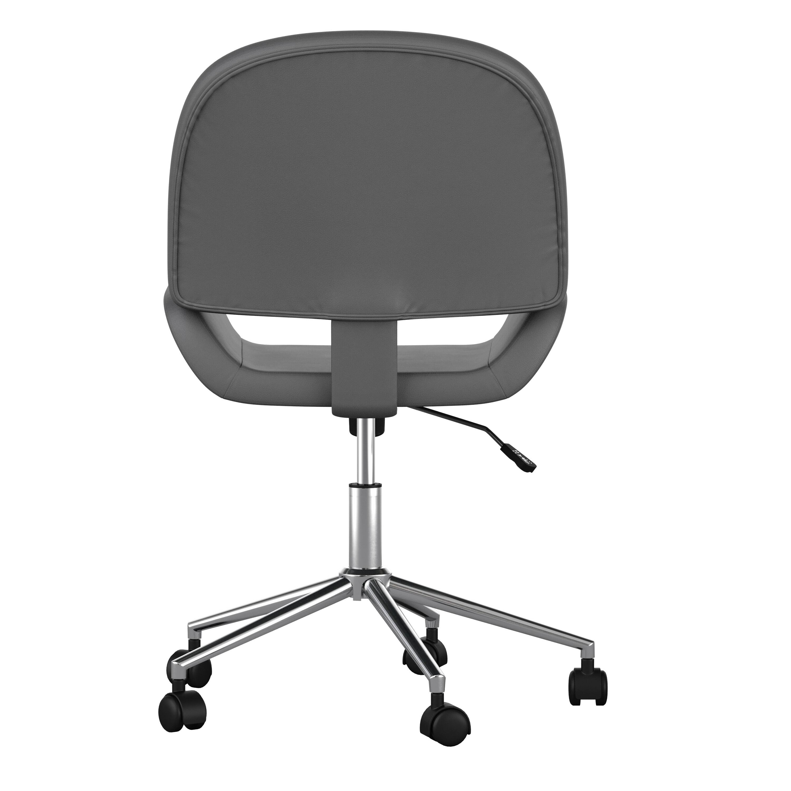 Alt View 19. Martha Stewart - Tyla Faux Leather Armless Office Chair - Gray Faux Leather/Polished Nickel.