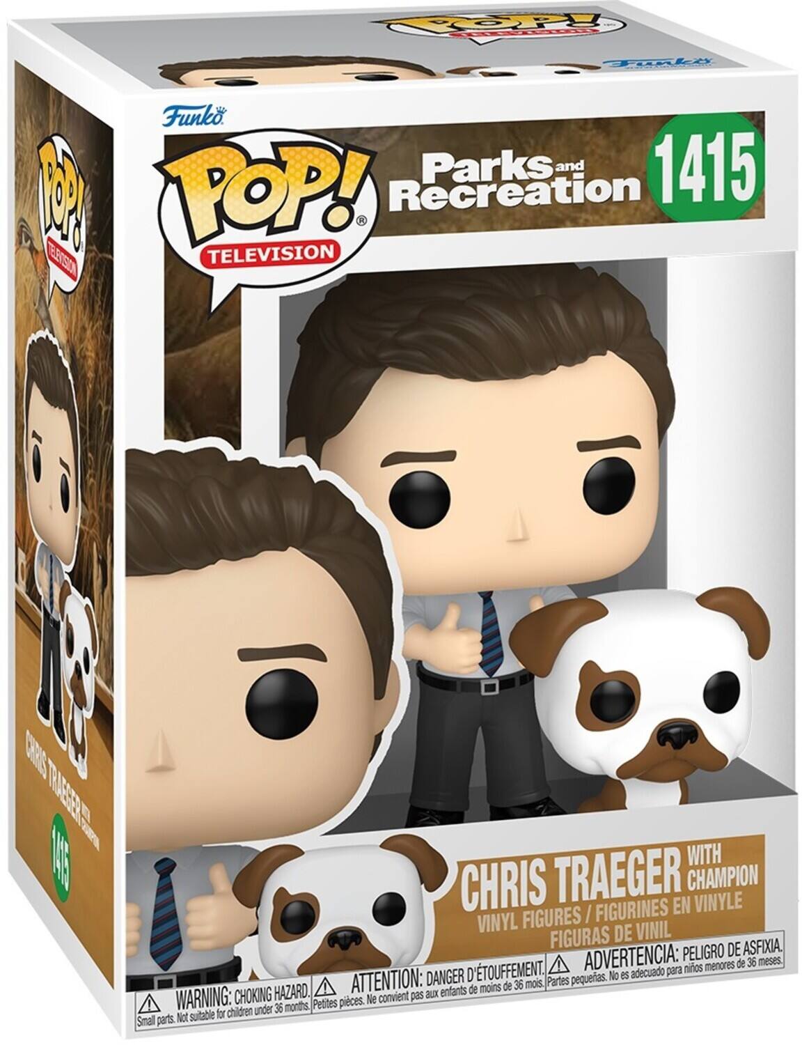 TOP Funko Pop! Parks and Recreation 1415 M POP! Recreation EACSION TELEVISION DRRE EEHE M1 WITH CHRIS TRAEGER EN CHAMPION VINYLE VINYL FIGURES I FIGURINES FIGURAS DE VINIL PELIGRO DE ASFIXIA. D'TOUFFEMENT. ADVERTENCIA: adecuado para nios menores de 36 meses. ATTENTION: DANGER pequeas. No es moins de 36 mois. Partes HAZARD. aux enfants de WARNING: CHOKING Petites pices. Ne convient pas for children under 36 months Smal parts. Not suitable