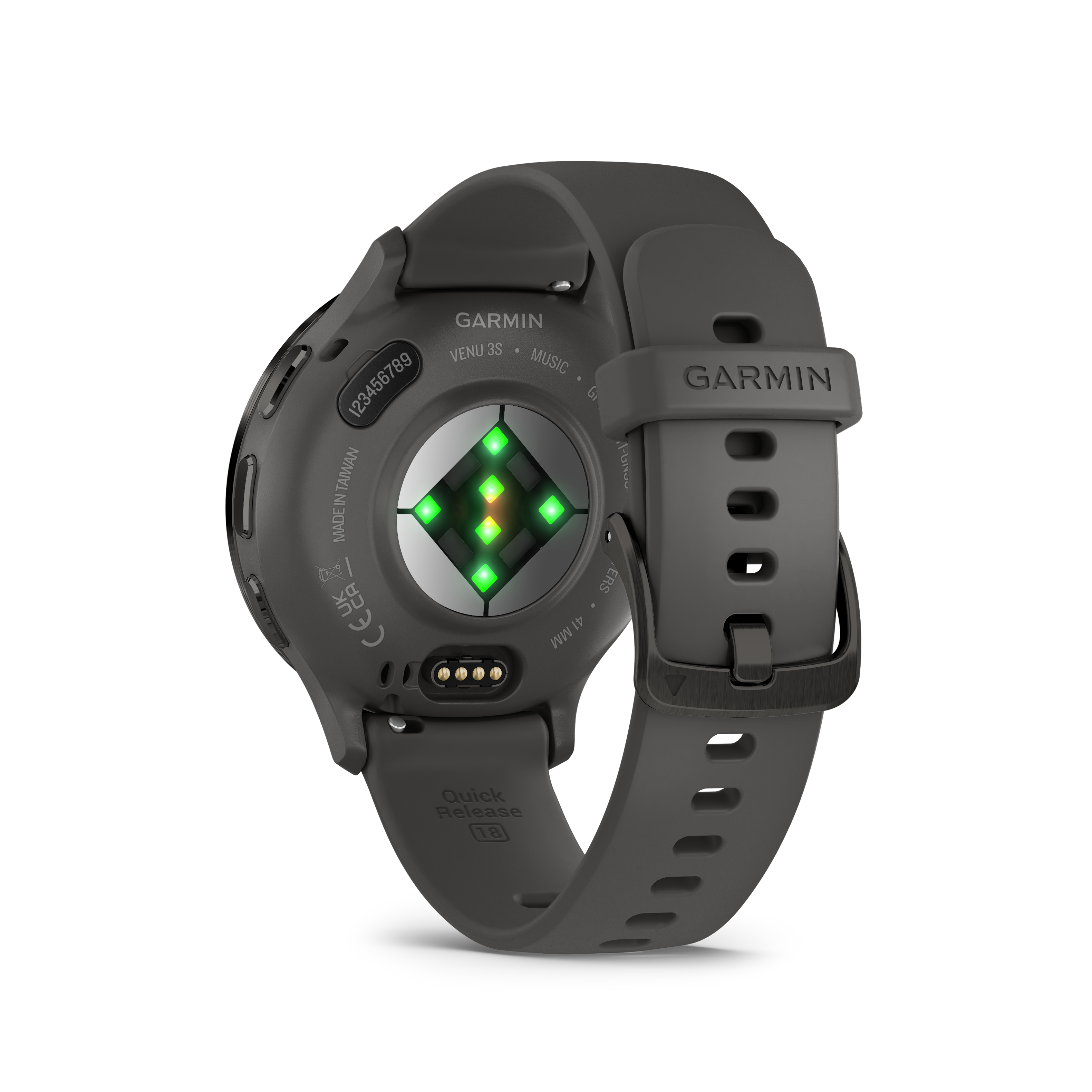 GARMIN VENU 3S MUSIC  
123456789  
MADE IN TAIWAN  
A-UNoo  
GARMIN Quick Release 18