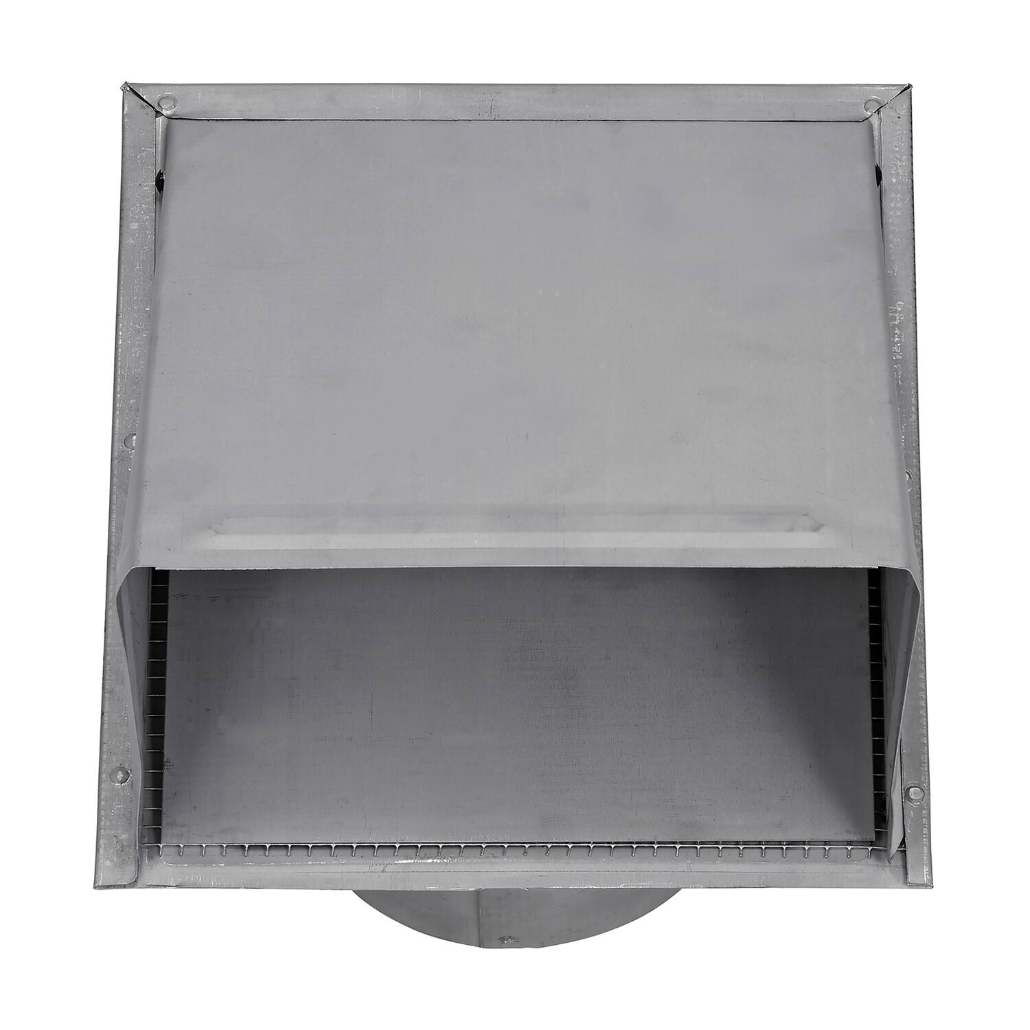 Back. Lambro - 6" 26-Gauge Paint-Grade Steel Wall Exhaust Hood Vent with Damper, Wire Mesh Screen, 11" Pipe, EC-3460GMS-11-PG.