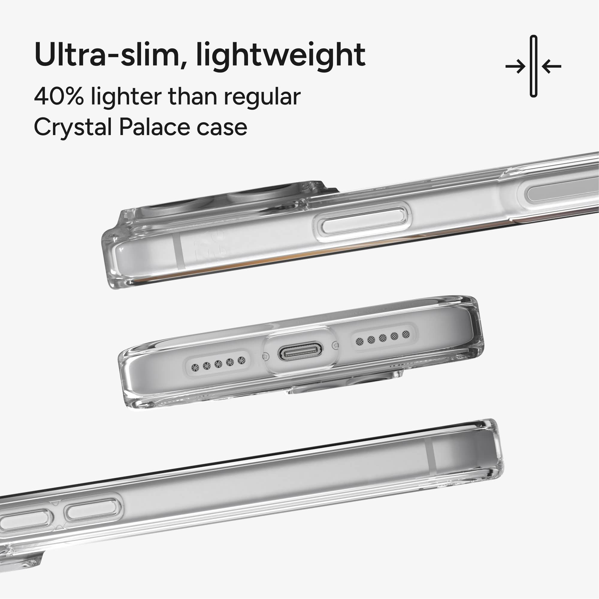 Ultra-slim, lightweight  
40% lighter than regular Crystal Palace case
